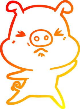 Bir insan tarafından çizilmiş kızgın bir domuzun sıcak çizgi çizimi