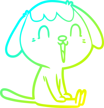 Bir insan tarafından çizilmiş şirin bir çizgi köpeğin soğuk gradyan çizgisi.