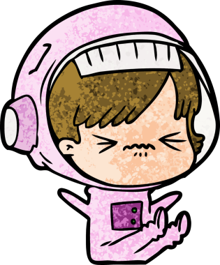 Bir insan tarafından çizilmiş astronot kadın.