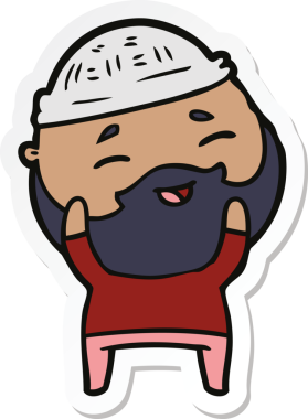 Bir insan tarafından çizilmiş mutlu sakallı bir adamın çıkartması.