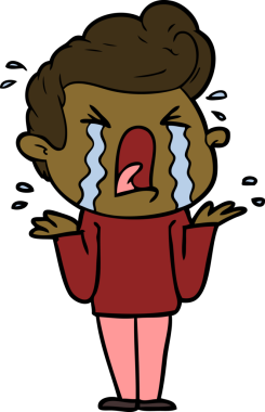 Bir insan tarafından çizilmiş ağlayan bir karikatür.