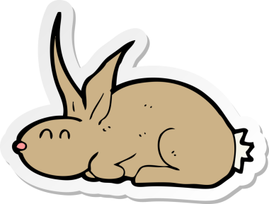 Bir insan tarafından çizilmiş çizgi film tavşanının çıkartması.