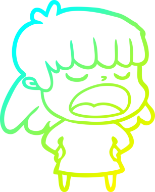 Bir insan tarafından yüksek sesle çizilmiş bir karikatür kadın çizimi.