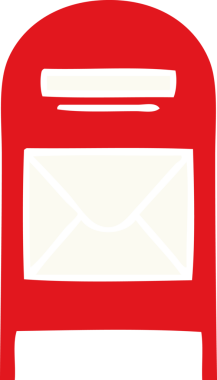 Bir insan tarafından çizilmiş bir posta kutusunun düz renk retro karikatürü