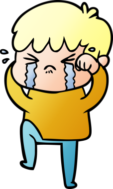 Bir insan tarafından çizilmiş ağlayan çizgi film çocuğu.