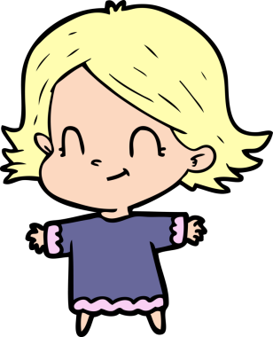 Bir insan tarafından çizilmiş karikatür dostu kız.