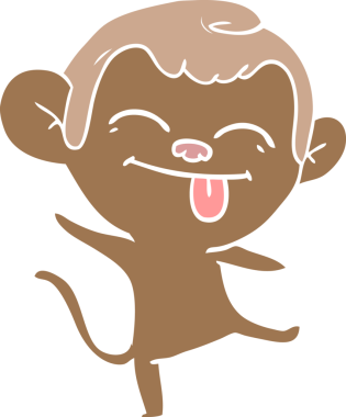 Bir insan tarafından çizilmiş komik düz renkli çizgi film maymunu