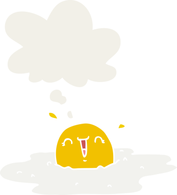 Düşünce baloncuklu çizgi film sahanda yumurta insan tarafından çizilmiş.