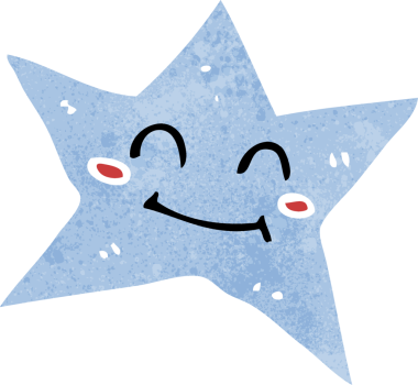 Bir insan tarafından çizilmiş çizgi film yıldızı karakteri.