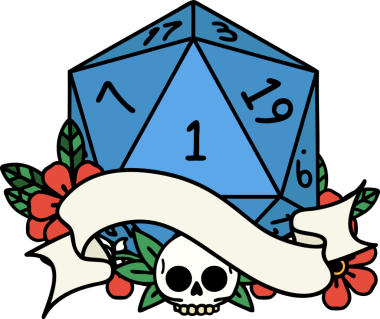 Retro Dövme Biçimi Doğal Bir d20 zar bir insan tarafından çizildi