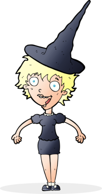 Bir insan tarafından çizilmiş cadılar bayramı cadısı çizgi filmi.