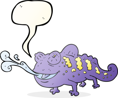 Bir insan tarafından çizilmiş serbest konuşma balonu karikatürü bukalemunu