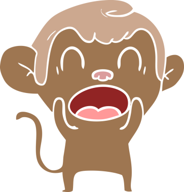 Bir insan tarafından çizilmiş düz renkli çizgi film maymunu