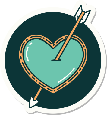 Bir insan tarafından çizilmiş ok ve kalp şeklinde dövme çıkartması.