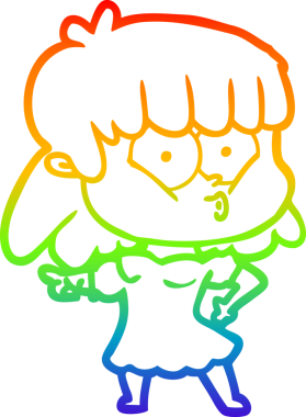 gökkuşağı gradyan çizimi bir insan tarafından çizilmiş bir çizgi film ıslık kızı