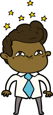 Bir insan tarafından çizilmiş heyecanlı bir çizgi film.