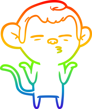 Gökkuşağı gradyan çizgi çizimi Bir insan tarafından çizilmiş şüpheli maymun