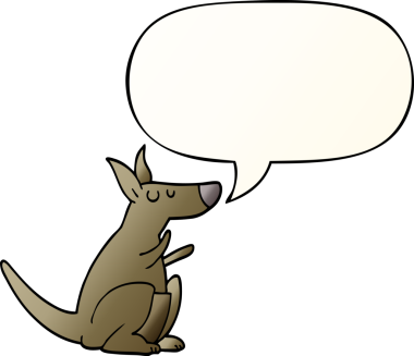 bir insan tarafından çizilmiş yumuşak eğimli konuşma baloncuklu çizgi film kangurusu