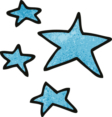 Bir insan tarafından çizilmiş karalama yıldızları.