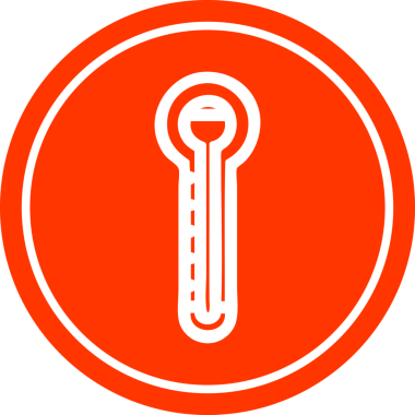 Bir insan tarafından çizilmiş cam termometre dairesel simgesi