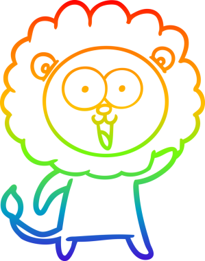 gökkuşağı gradyanı çizimi bir insan tarafından çizilmiş mutlu bir karikatür aslanı