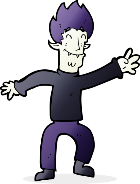 Bir insan tarafından çizilmiş mutlu vampir adam çizgi filmi.