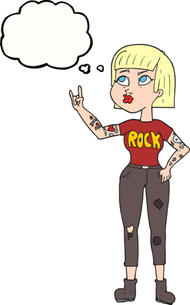 Bir insan tarafından çizilmiş serbest çizim baloncuklu rock kızı.