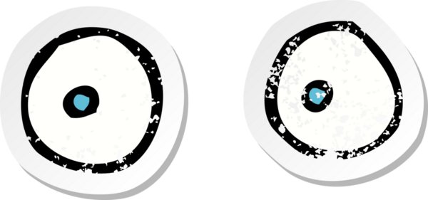 Bir insan tarafından çizilmiş karikatür gözünün gerilimli çıkartması.