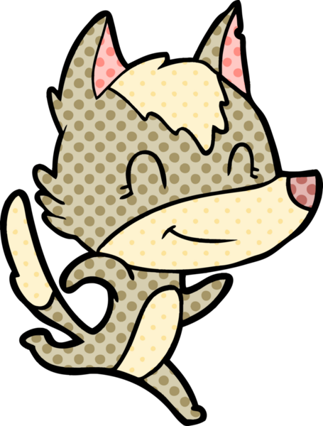 Bir insan tarafından çizilmiş dost canlısı çizgi film kurdu.