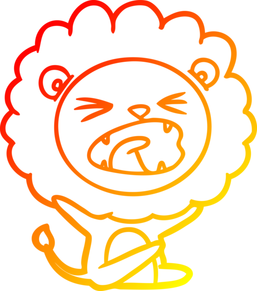 Karikatür aslanının insan tarafından çizilmiş sıcak çizgi çizimi.
