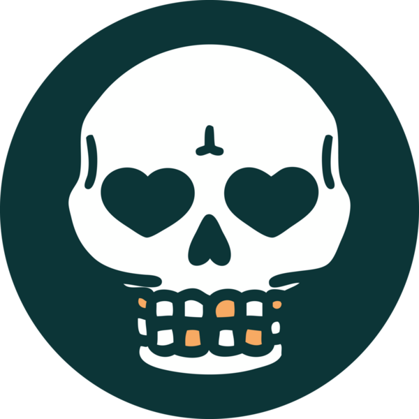 Bir insan tarafından çizilmiş bir kafatasının ikonik dövme şekli