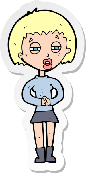 Bir insan tarafından çizilmiş şüpheli bir kızın çıkartması.