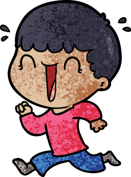 Bir insan tarafından çizilmiş gülen karikatür adam.