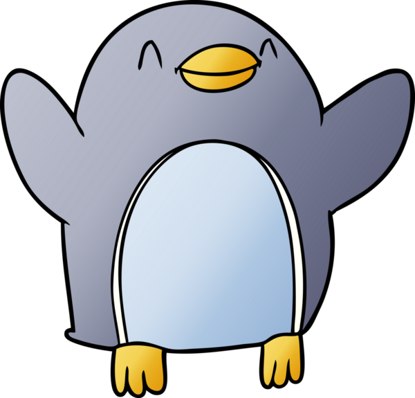 Bir insan tarafından çizilen sevinçten zıplayan penguen çizgi filmi.