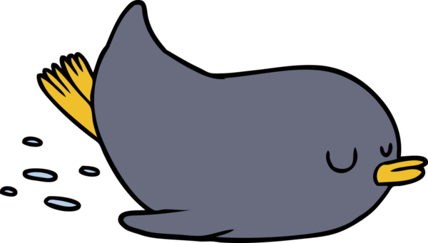 Bir insan tarafından çizilmiş kaygan penguen çizgi filmi.