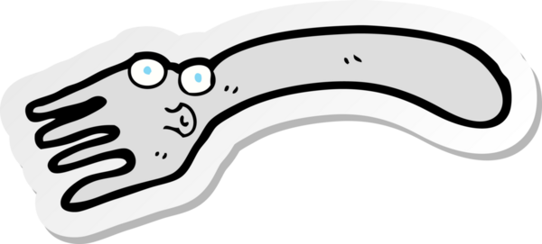 Bir insan tarafından çizilmiş bir karikatür çatalının çıkartması.