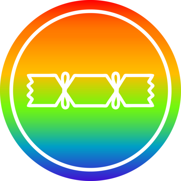 Yılbaşı krakeri gökkuşağı gradyan bir insan tarafından çizilmiş dairesel simge
