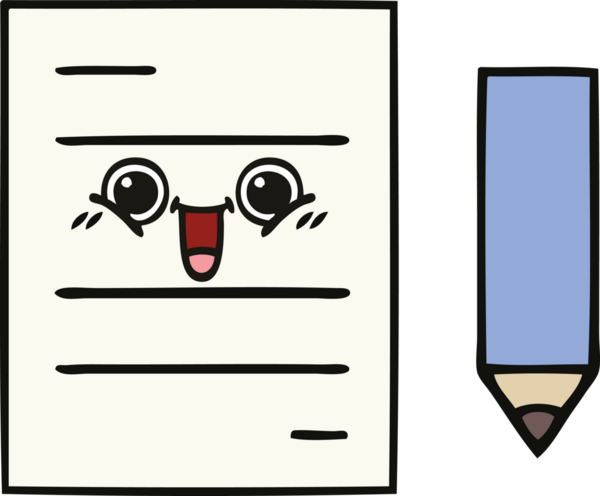 Bir insan tarafından çizilmiş bir test kağıdının sevimli karikatürü.