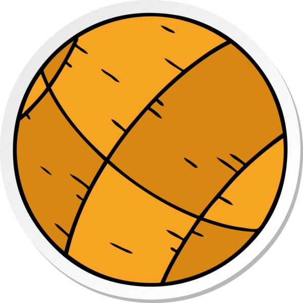 Bir insan tarafından çizilmiş bir basket topunun el çizimi karikatürü.