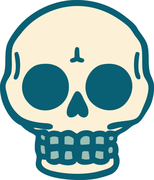 Bir insan tarafından çizilmiş bir kafatasının ikonik dövme şekli