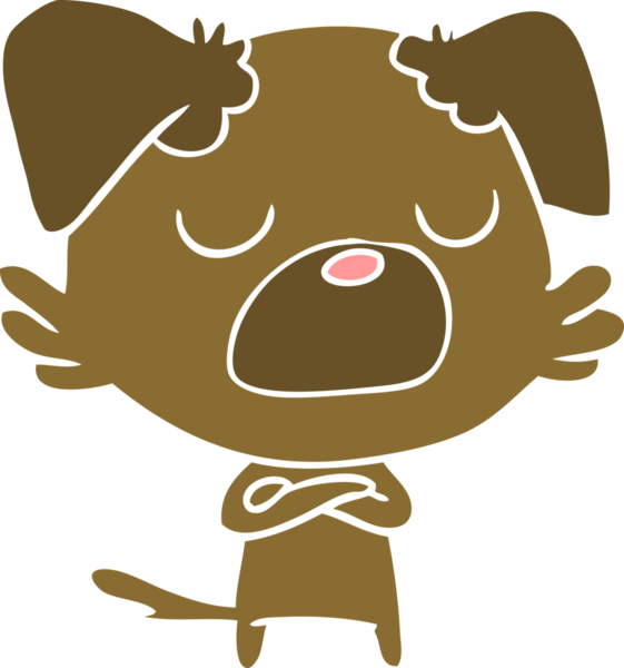 Bir insan tarafından çizilmiş düz renkli çizgi film köpeği.