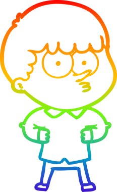 Gökkuşağı gradyanı çizimi Bir insan tarafından çizilmiş meraklı bir çocuk