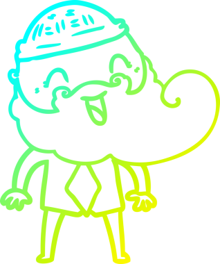 Bir insan tarafından çizilmiş mutlu sakallı bir adamın soğuk hava çizgisi.