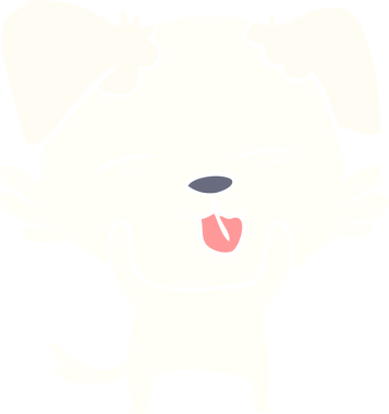 Bir insan tarafından çizilmiş düz renkli çizgi film köpeği.