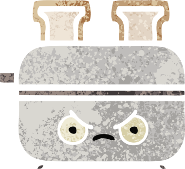 Bir insan tarafından çizilmiş bir tost makinesinin retro çizim stili karikatürü