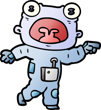 Bir insan tarafından çizilmiş garip uzaylı çizgi filmi.