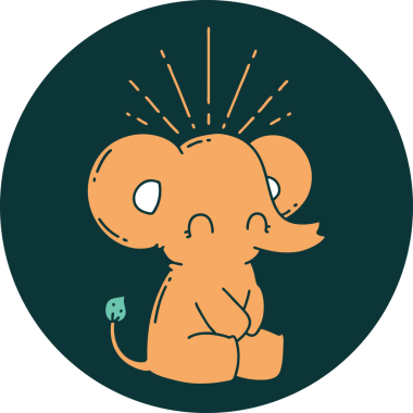 Bir insan tarafından çizilmiş dövme stili şirin bir fil.