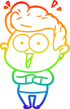 Gökkuşağı gradyanı çizimi bir insan tarafından çizilmiş heyecanlı bir çizgi film