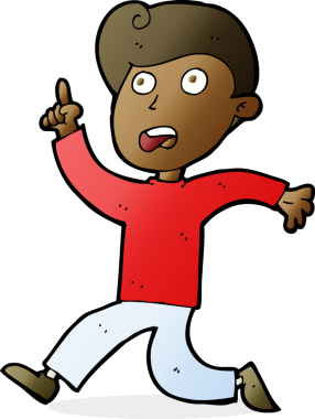 Bir insan tarafından çizilen panikleyen çizgi film çocuğu.