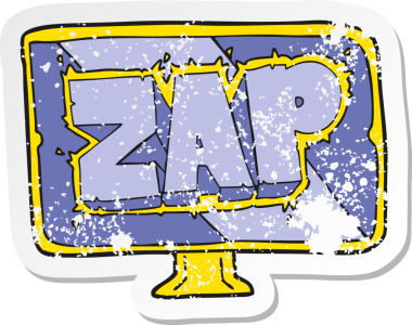 Bir insan tarafından çizilmiş karikatür zap ekranının gerilimli yapıştırması